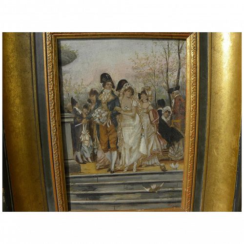 19th century European hand colored photographic print appears painting