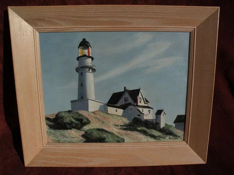 After EDWARD HOPPER (1882-1967)  painting of "Lighthouse at Two Lights"