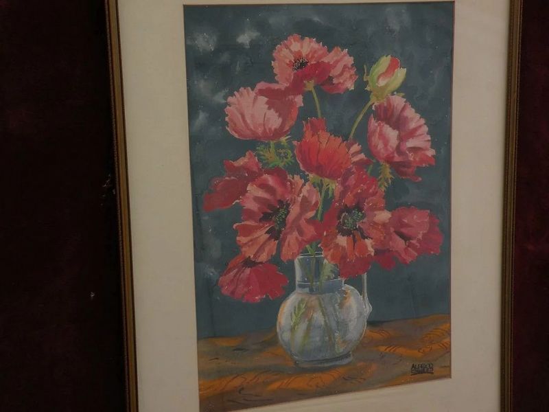 ALFRED OWLES (1894-1978) California art still floral watercolor painting