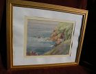 American art signed watercolor coastal painting two sided