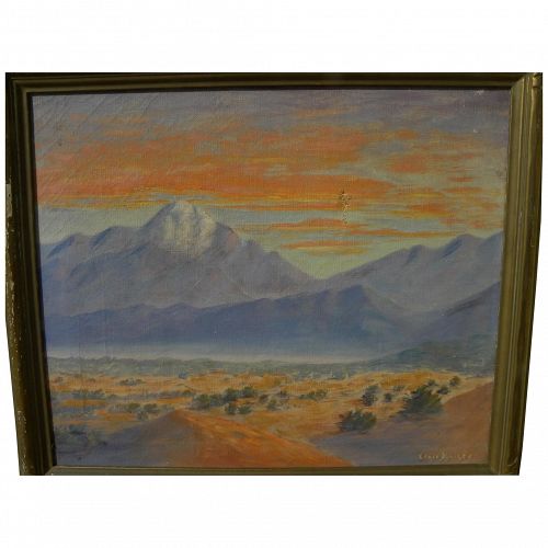 Vintage California desert landscape circa 1930's painting by ESSIE KAILEY (1897-1986)