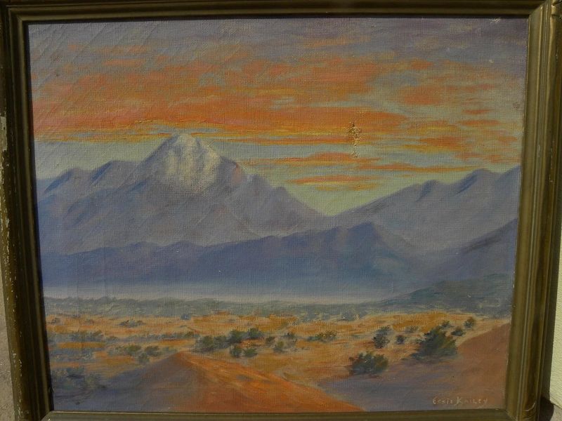 Vintage California desert landscape circa 1930's painting by ESSIE KAILEY (1897-1986)