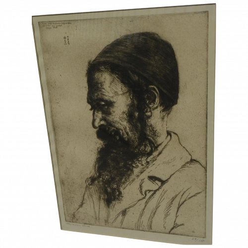 HERMANN STRUCK (1876-1944) limited edition pencil signed etching of a Jewish man