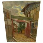ALBERT ABRAMOVITZ (1879-1963) oil on board painting of European village