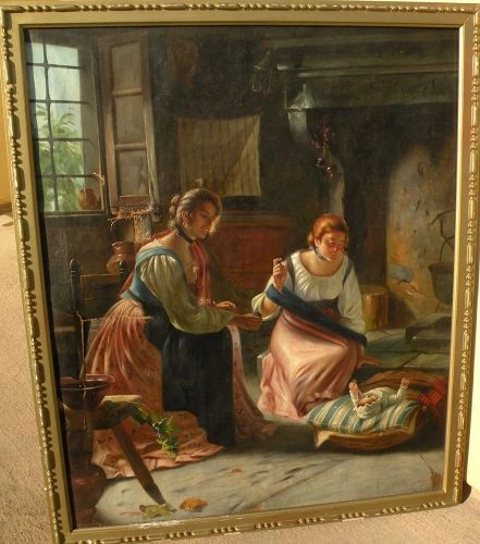 Antique copy of 19th century European interior genre painting