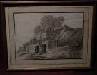 European pencil drawing 19th century signed dated 1818