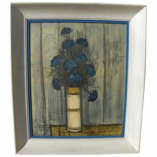 After BERNARD BUFFET (1928-1999) framed vintage mid century color photographic print "Blue Bouquet"