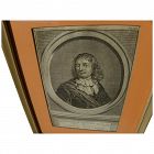 JACOBUS HOUBRAKEN (1698-1780) engraving of a Dutch 18th century admiral by noted printmaker