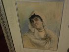 FEDERICO JIMENEZ Y FERNANDEZ (1841-1931) Spanish art watercolor painting of young woman