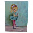 Big Eye school 1964 painting of young girl in Margaret Keane style