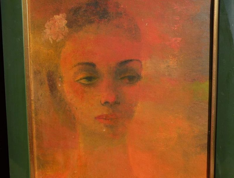 EDWARD REEP (1918-2013) signed modernist painting of a woman by noted mid century California artist