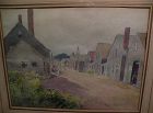 LEANDER M. CHURBUCK (1861-1940) fine watercolor painting "Rockport" by noted Massachusetts artist