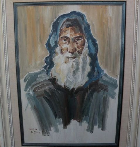 DAVID GILBOA (1910 -1976) Jewish art original oil painting of religious figure