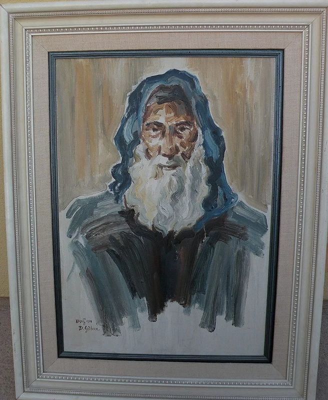 DAVID GILBOA (1910 -1976) Jewish art original oil painting of religious figure