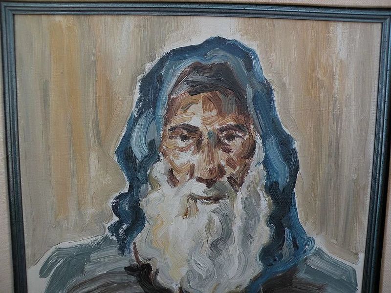 DAVID GILBOA (1910 -1976) Jewish art original oil painting of religious figure