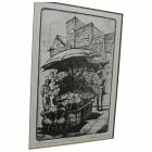 HARRIET GENE ROUDEBUSH (1908-1998) pencil signed etching "Flower Stand" by listed San Francisco artist