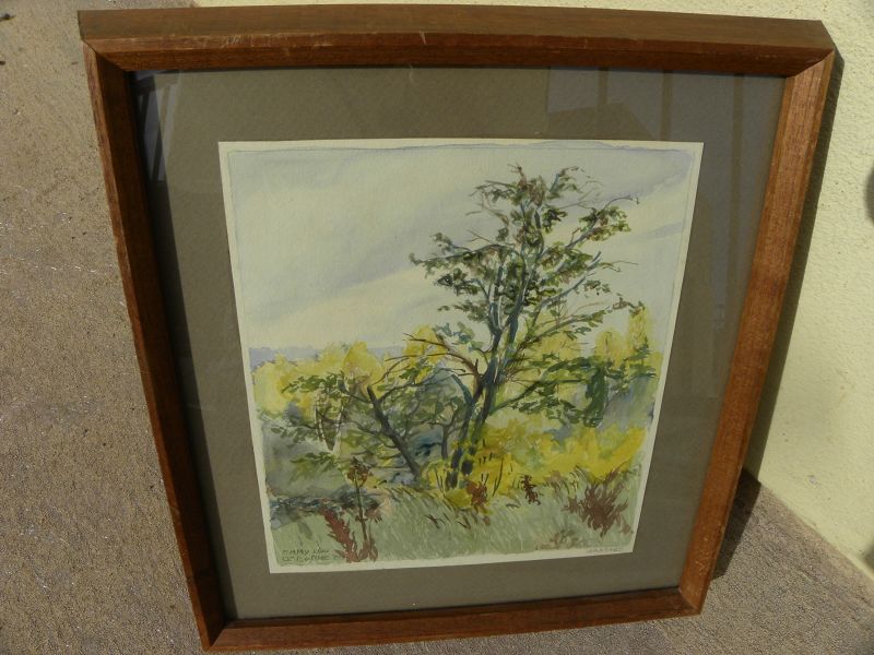 American 1929 watercolor landscape painting signed EMMY LOU OSBORNE