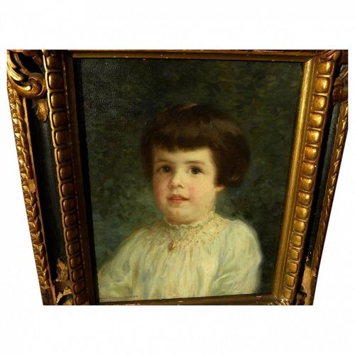 MARY FAIRCHILD LOW (1858-1946) beautifully painted portrait of a child by noted American impressionist artist