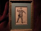 PAUL GRIMM (1892-1974) California art early illustration drawing of William Howard Taft throwing a baseball