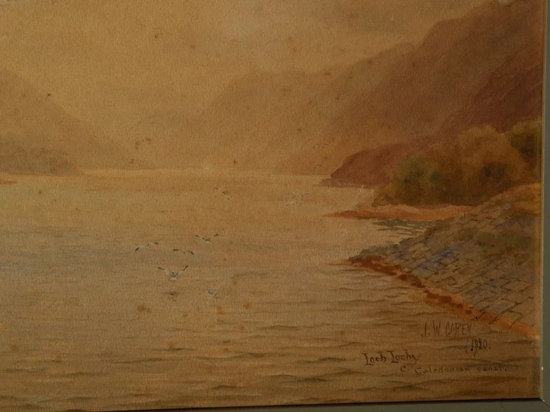 JOSEPH WM. CAREY (1859-1937) listed Irish art Scottish watercolor landscape painting 1920