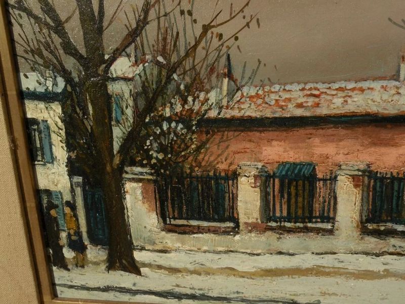 ALPHONSE-LEON QUIZET (1885-1955) French art Paris street in the snow by teacher and friend of Utrillo