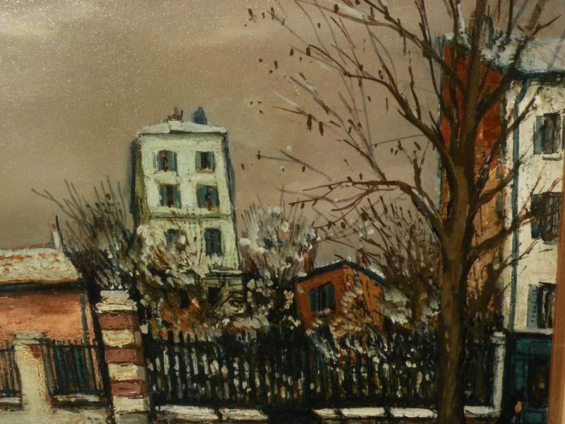 ALPHONSE-LEON QUIZET (1885-1955) French art Paris street in the snow by teacher and friend of Utrillo