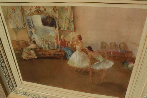 WILLIAM RUSSELL FLINT (1880-1969) important English 20th century watercolor artist limited edition signed 1942 color print "Mirror of the Ballet"