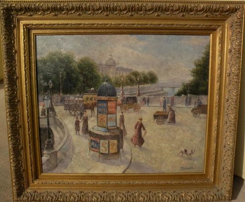 G. SHERMAN contemporary impressionist painting of classic Paris street scene by popular auction level artist