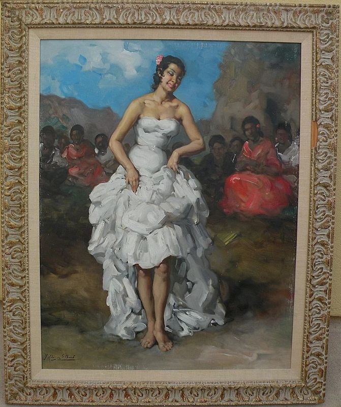 FRANCISCO RODRIGUEZ SANCHEZ CLEMENT (1893-1968) Spanish art large painting of a Flamenco dancer