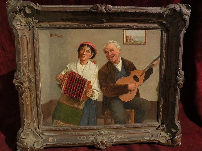 CLAUDIO RINALDI 1852-1925 listed 19th century Italian painting music
