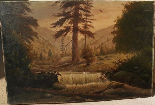 JESSE B. RADWAY (1826-c.1905) scarce listed early California and Kansas painter Colorado mountain painting