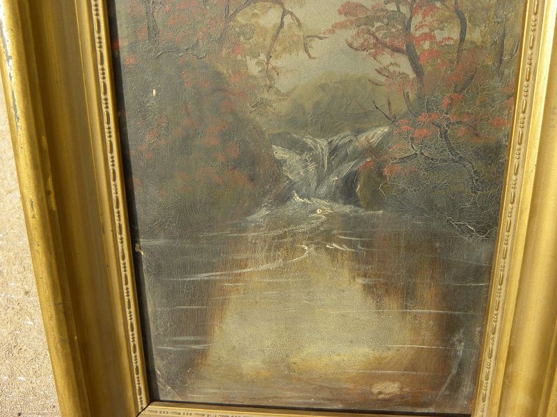 American antique Hudson River style landcape painting