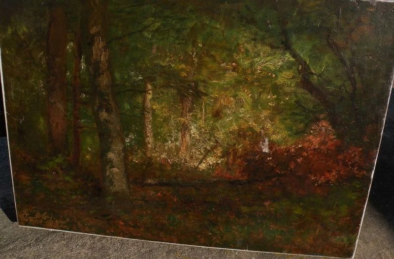 ARTHUR PARTON (1842-1914) American 19th century art impressionist forest interior painting