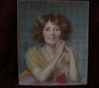 Listed Scottish art by DAVID COMBA ADAMSON (1859-1926) pastel drawing of young lady