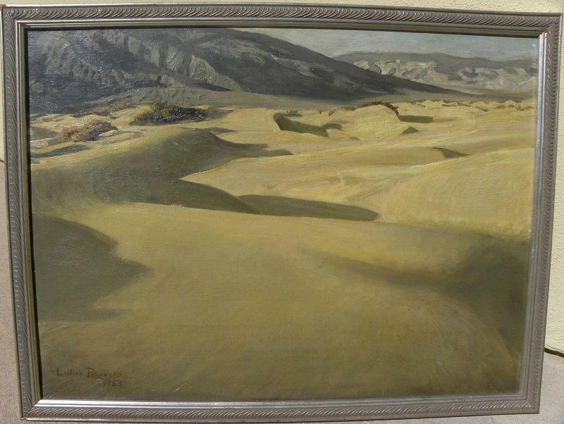 California desert vintage painting 1953 signed Lillian Reynolds