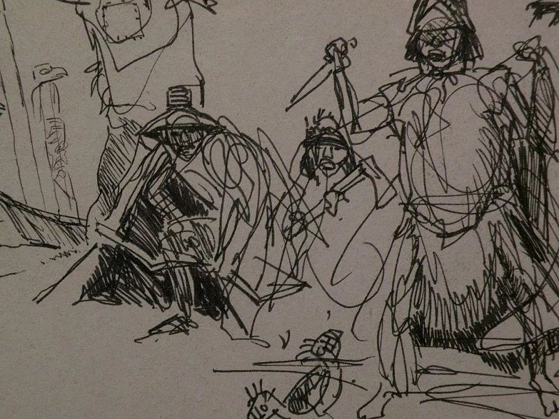DAVE POWELL (1954-) ink drawing Alaska Indians Western Americana Alaskana listed art