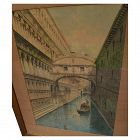 Circa 1900 large watercolor painting of Venice Italy canal signed B. Venuti