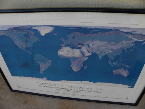 Al Gore signed inscribed 1990 early climate change poster