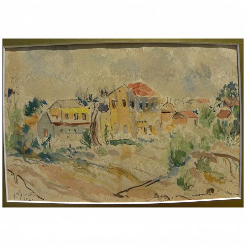 ZIPORA KOVELMAN (1936-) Israeli art watercolor painting by listed Jewish artist