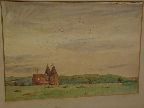 F.L. BLANCHARD English watercolor peaceful landscape listed artist