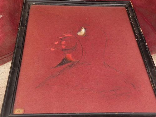 American illustration art 1904 signed drawing of a devil character