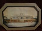 Unusual circa 1920s detailed architectural watercolor drawing of ornate public building