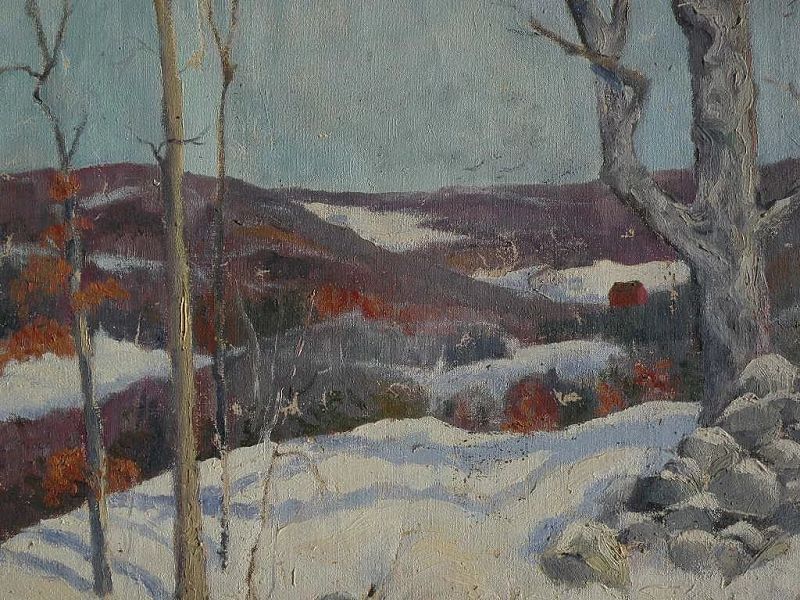 Vintage Connecticut impressionist art PAIR 1927 paintings by artist Allen Newton