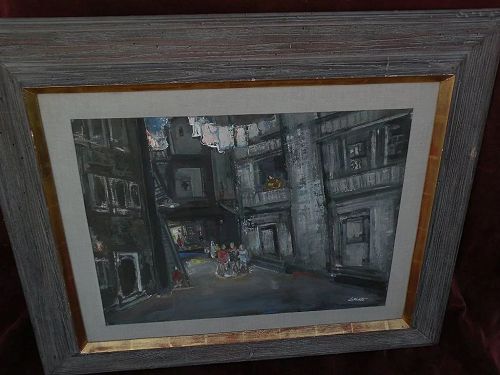 JEAN LIBERTE (1896-1965) painting of urban tenements by noted American painter and teacher