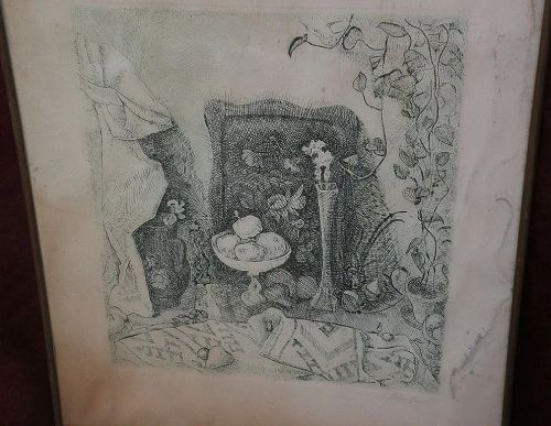 KOSTROMIN 20th century modern Russian etching signed still life print