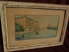 Italian art late 19th or early 20th century signed Venice canal watercolor painting