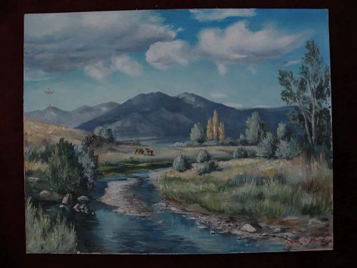 CLAUDINE MORROW 1931- western American art Taos NM landscape painting