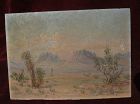 Southwest art desert signed vintage painting yucca and arid mountains