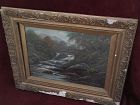 E. MASTERS English art Wales forest stream landscape oil painting
