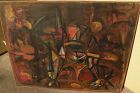 Large abstract painting circa 1960s style of Roberto Matta